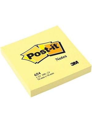3m Post-it 76*76 Mm Yapışkanlı Not Kağıdı 100 Yp Sarı 654