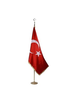 Alsancak 100*150 Saten Makam Simli Türk Bayrağı
