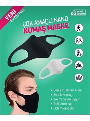 Nano Yıkanabilir Kumaş Dikişli Siyah Maske 1'li